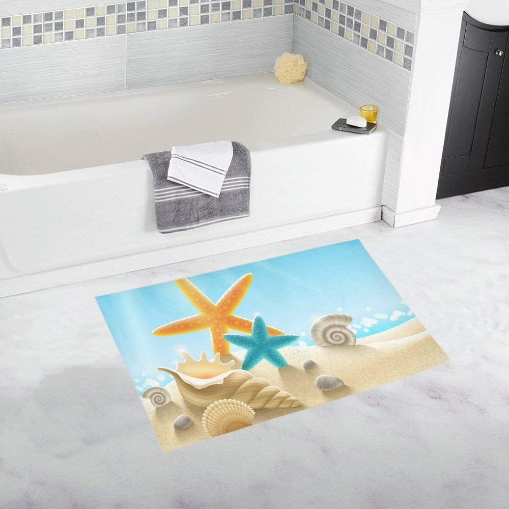 CADecor Starfish On Beach NonSlip Bath Mat Rug Bath Doormat Floor Rug