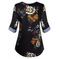 thumbnail image 3 of Gvmfive Women's Plus Size Notch V-Neck Roll-up Long Sleeve Blouse Casual Flowy Tunic Tops, 3 of 4