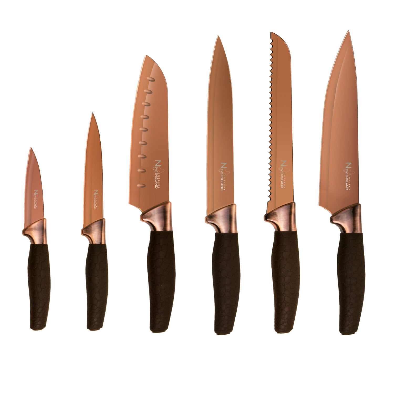 New England Cutlery 7 Piece Titanium-Coated Bronze Knife Set NE8807