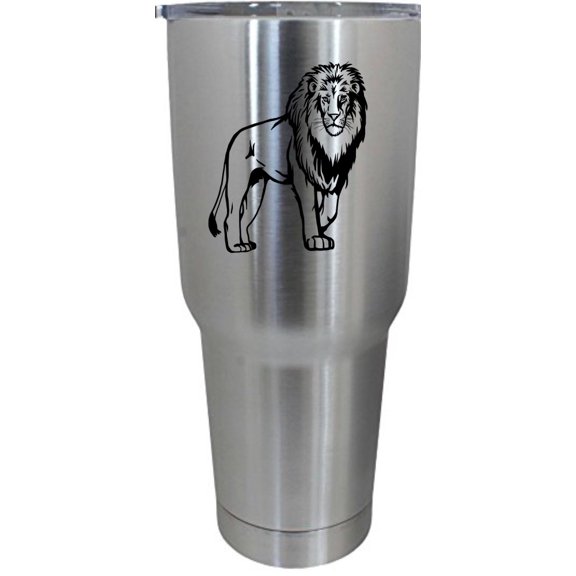 Lion Body Zoo Animal Themed Etched 30oz Stainless Steel Tumbler