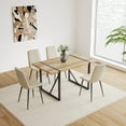 thumbnail image 3 of Modern Dining Table 5-Piece Kitchen Table Set for 4, 55 Inch Rectangular Wood Dining Table with 4 Suede Chairs for Kitchen, Dining Room, 3 of 9