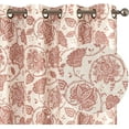 thumbnail image 3 of JINCHAN Linen Floral Printed Curtains Grommet Top Scroll Medallion Design Drapes Retro Window Curtain 2 Panels for Living Room Red on Beige W50 x L96, 3 of 7