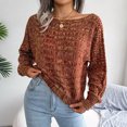 thumbnail image 5 of IROINNID Womens Sweater Boat Neck Pullover Sweater Solid Color Leisure Short Length Long Sleeve Knit Sweater, 5 of 8