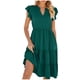 thumbnail image 2 of Puntoco Vestido De Manga Corta Con Cuello En V, Vestido Casual De Color Sólido Con Manga Corta Y Volantes Para Mujer Verde Militar Xxl, 2 of 8