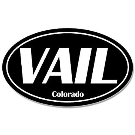 Black Oval VAIL Colorado Sticker Decal (ski skiing resort co) Size: 3 x 5 (Best Ski Resorts In Co)