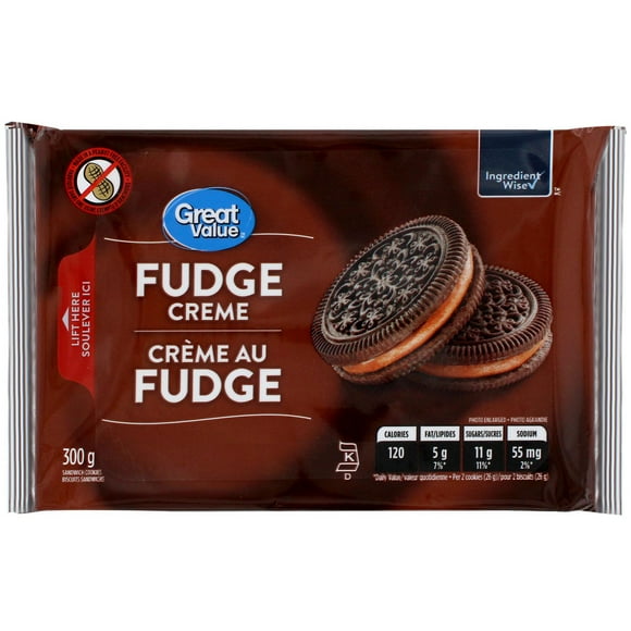 Great Value Fudge Creme Sandwich Cookies, 300 g