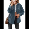 thumbnail image 3 of Chaqueta de Mujer de Gran Tamaño con Botones y Larga con Aberturas. Azul L, 3 of 5