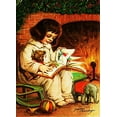 thumbnail image 1 of Boy Reading and Waiting for Santa Claus, Picture on Stretched Canvas, Wall Art Décor, Ready to Hang!, 1 of 3