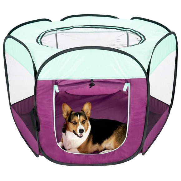 Corral Portátil para Perros y Tienda para Gatos Furhaven Grande Color Púrpura