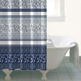 thumbnail image 4 of Blue and White Geometric Striped Pattern Shower Curtain 36"x72" ,Bathroom Decorative Shower Curtains Set with 12 Hooks,Modern Waterproof Washable Shower Curtain, 4 of 6
