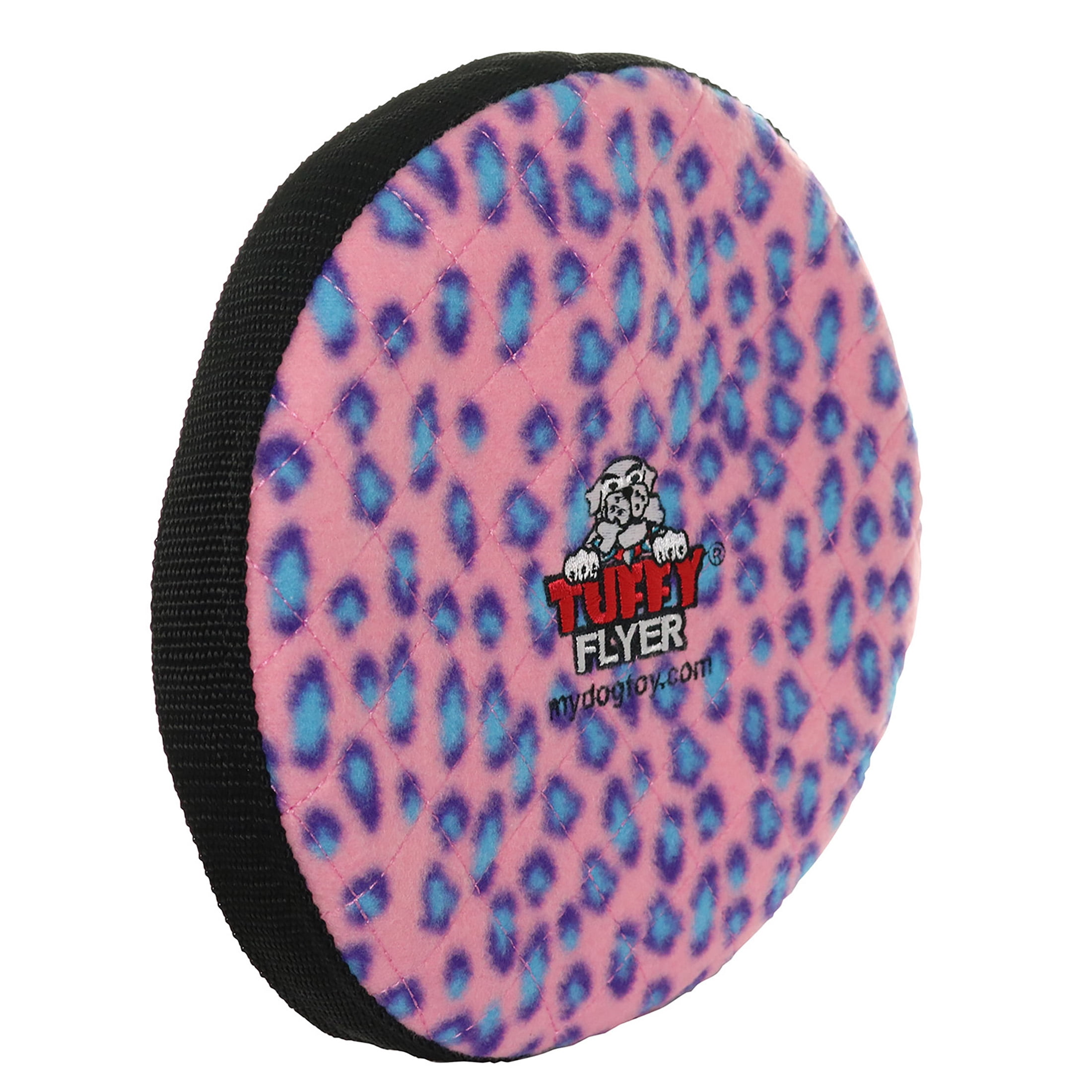 Tuffy Ultimate Flyer Pink Leopard Durable Plush Squeaky Dog Toy