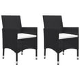 thumbnail image 2 of vidaXL 3 Piece Bistro Set Poly Rattan and Acacia Wood Black, 2 of 12