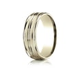 thumbnail image 2 of Benchmark� 18k Gold 7mm Comfort-fit Satin-finished High Polished Center Trim And Round Edge Wedding Band Ring, 2 of 9