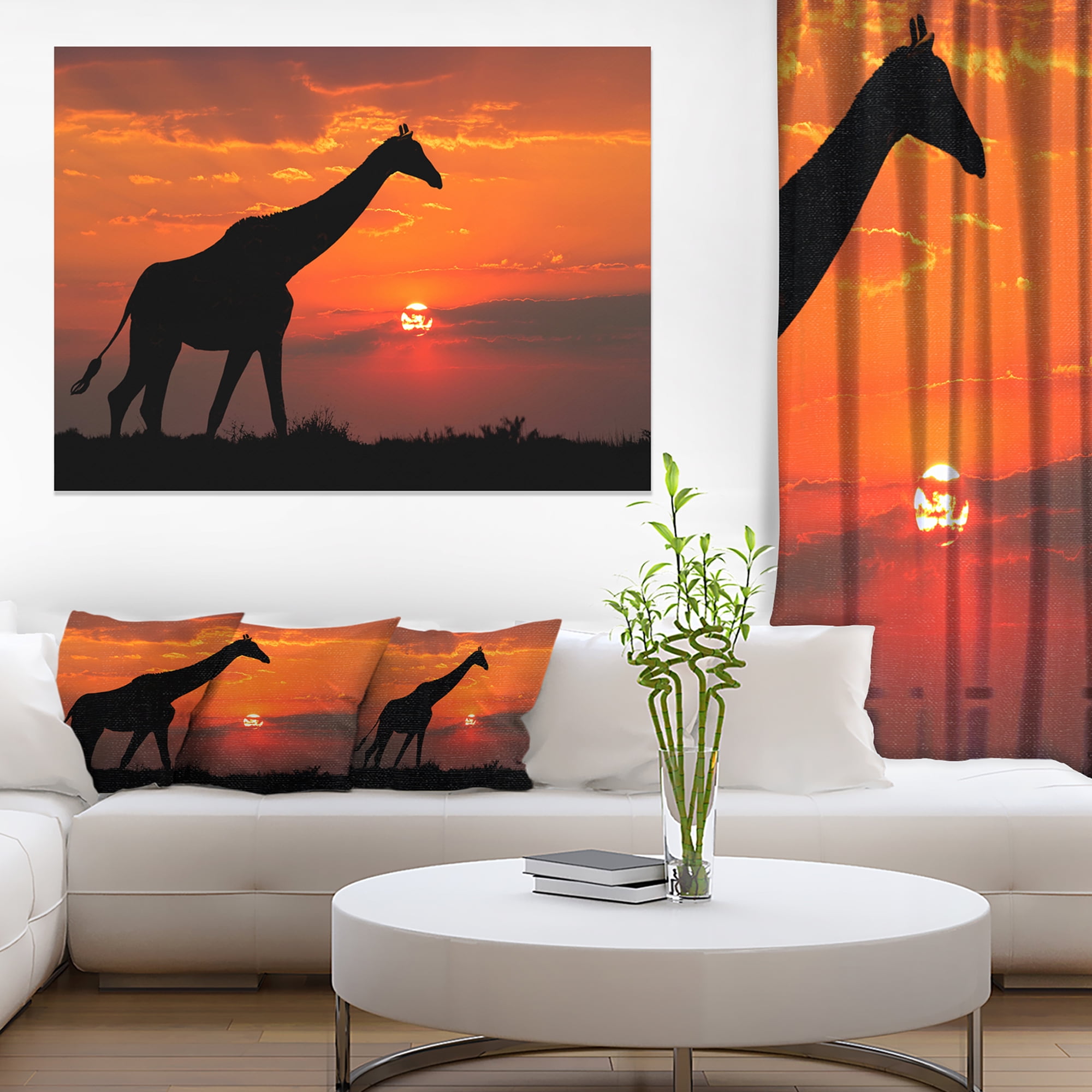 Giraffe Silhouette At Sunset African Canvas Art Print Walmart Canada