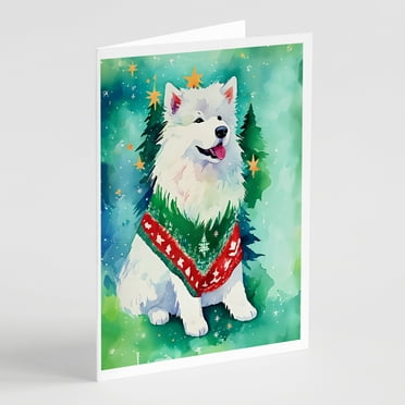 Samoyed Christmas Greeting Cards Pack of 8 7 in x 5 in