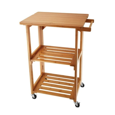 Wolfgang Puck Foldable All Wood Kitchen Cart Walmart Com