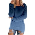 thumbnail image 2 of Long Sleeve Tops Pullover Sweaters for Women Casual Solid Long Sleeve Jumper Sweaters Blouse Sweaters for Women Blue XXXXL, 2 of 5