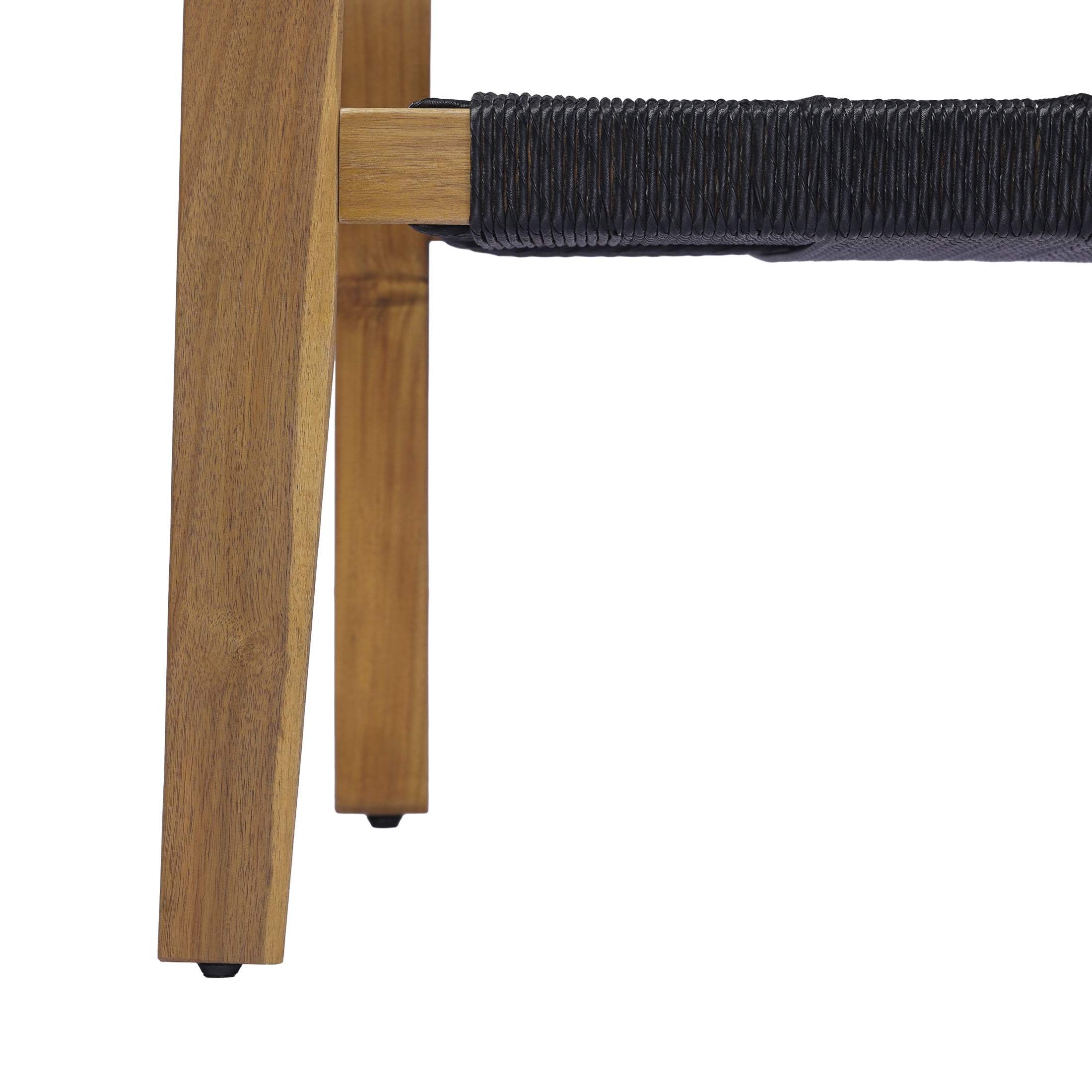 Christopher Knight Home Set of 2 Outdoor Club Chairs, Acacia Wood Frame with Rope Weave, Teak + Black