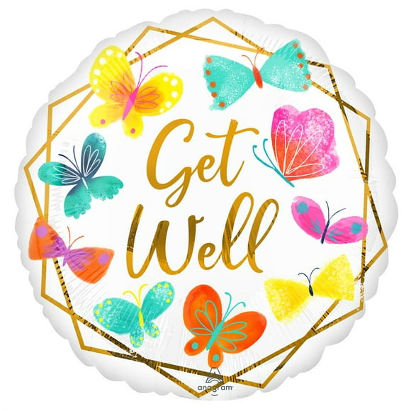 Get Well Gold & White Foil Balloon - Perfect Party Decor with Superior Float Time