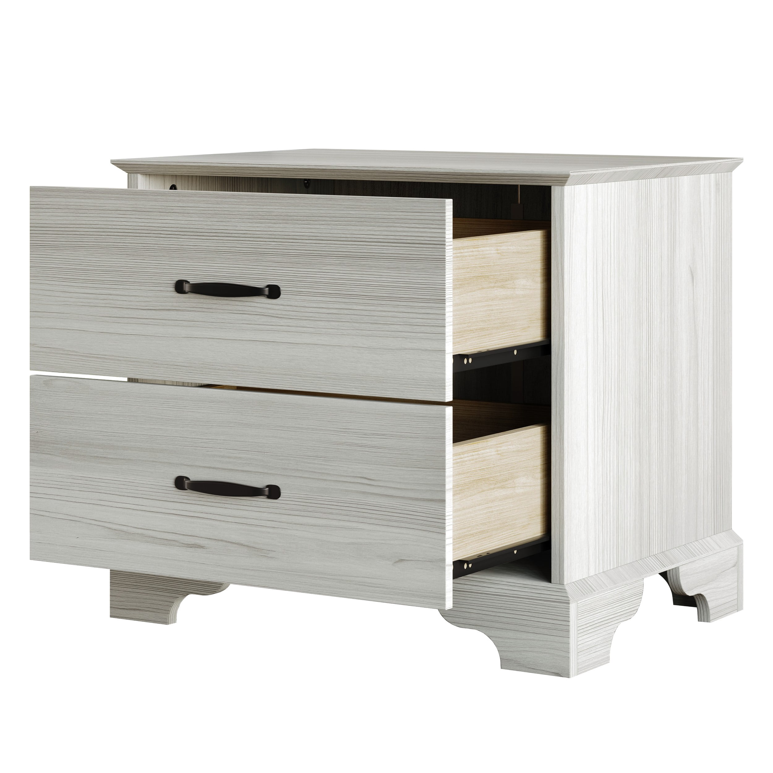Home Design Harley 2-Drawer Nightstand, Modern Bedroom Storage Furniture, Light Gray Finish, Easy Assembly
