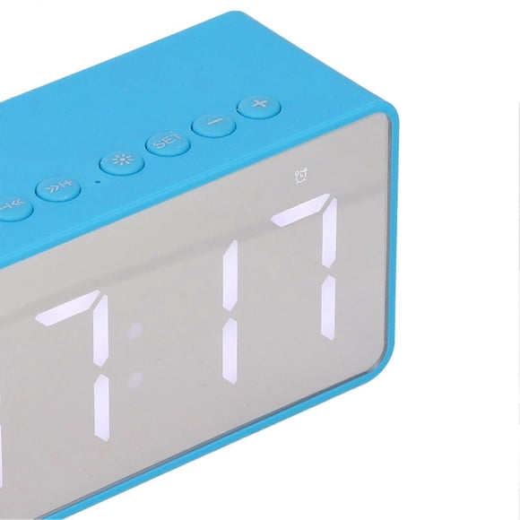 Alarm Clock Blue HD Mirror 2 in 1 Smart LED Digital Alarm Clock Bluetooth Speaker Wireless FM Radio