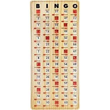 Mr. Chips Jam-Proof Master Board Bingo Cards Slide Shutter - Deluxe - Stitched Borders - Tan Wood Grain Style - 1 Pack - 14.75" H x 6.75" W