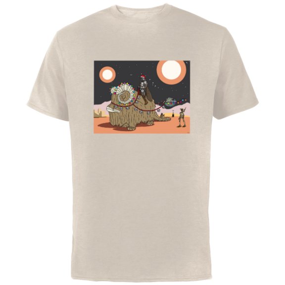 Star Wars Mandalorian & Grogu Christmas Jingle Bell Bantha - Short Sleeve Cotton T-Shirt for Adults - Customized-Natural