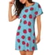 thumbnail image 2 of Fotbe Strawberries Bata de Dormir para Mujer con Estampado, Camisón de Algodón de Manga Corta, Ropa de Dormir Casual, 2 of 6