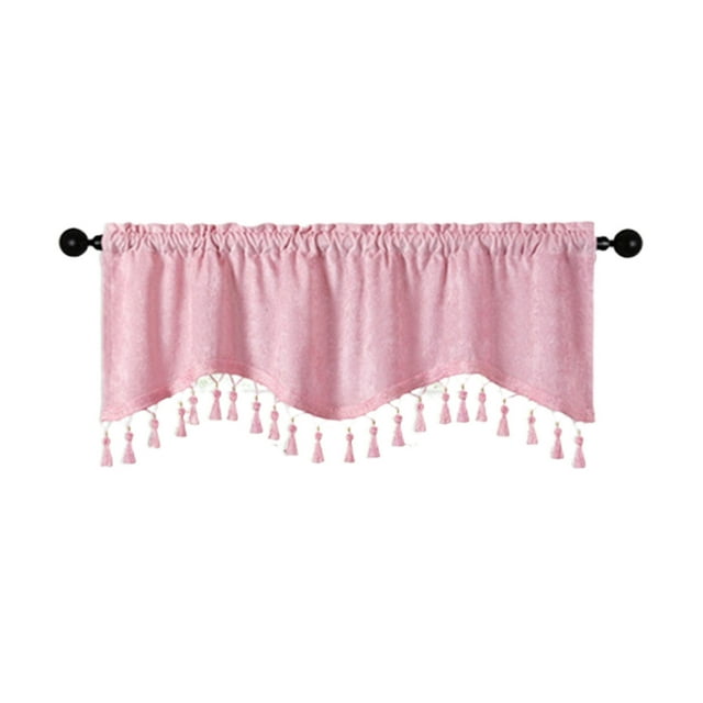 Ohufall Elegant Fringed Stylish Short Drapes Patterned Rod Pocket Curtain Panels For Bedroom Home Decor Soft Fabric