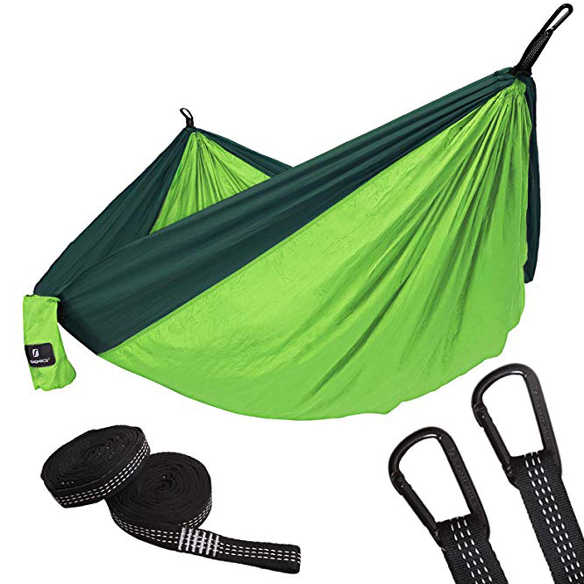 Green Portable Double Hammock Parachute Nylon Lightweight Outdoor Camping 660lb 