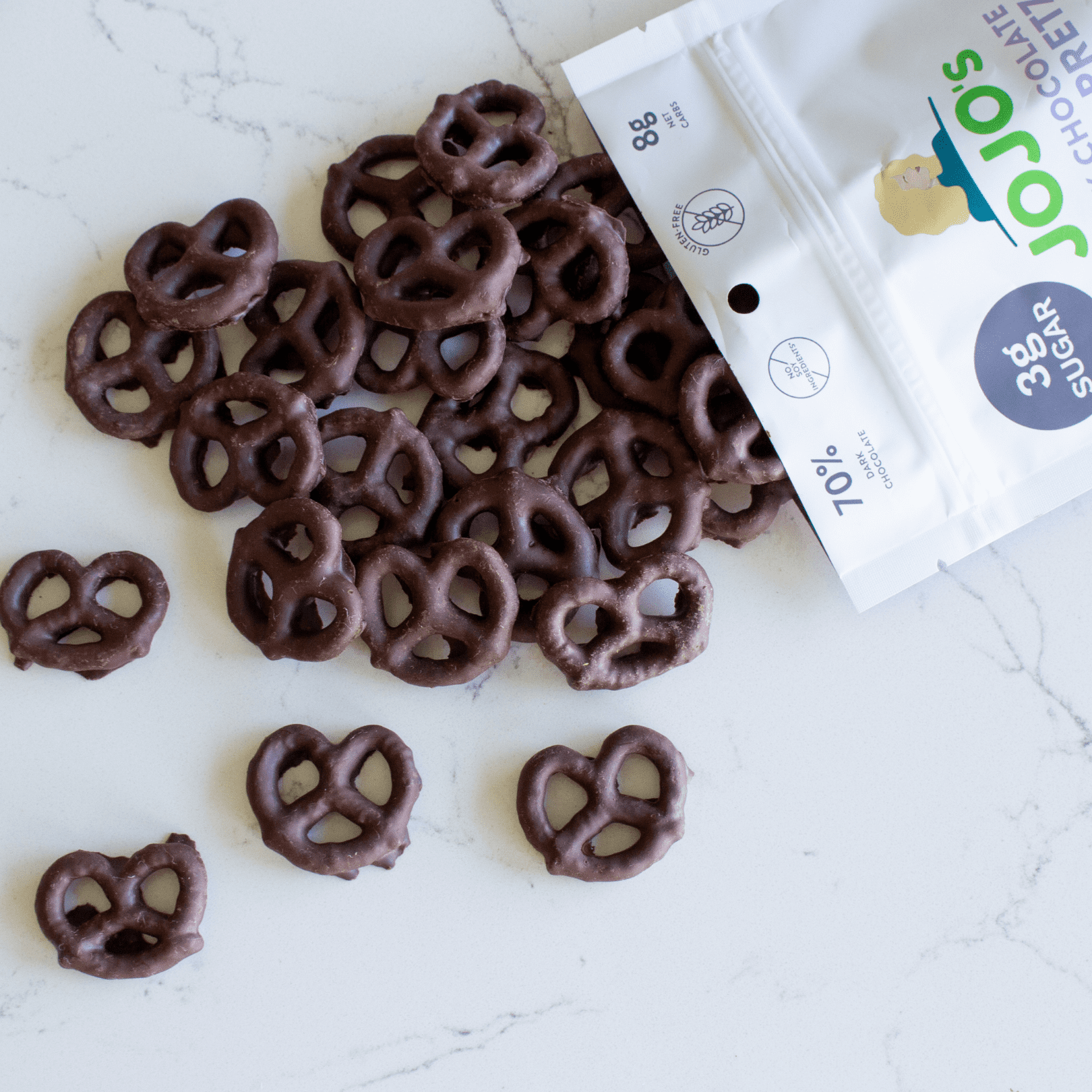 (Pack of 6), JoJo's Dark Chocolate Covered Pretzels, 3 oz