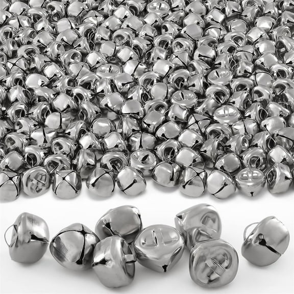 0.5Inch Silver-plated Bells,Christmas Jingle Bells,Small Jingle Bells,Metal Cross Bells,DIY Crafts Jingle Bells for Wreath,120PCS Bulk Bells,for Festival Wedding Party Decoration