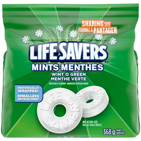 LIFE SAVERS, Wint O Green, bonbons à la menthe, sac, 368 g LS SUP WINTOGREEN