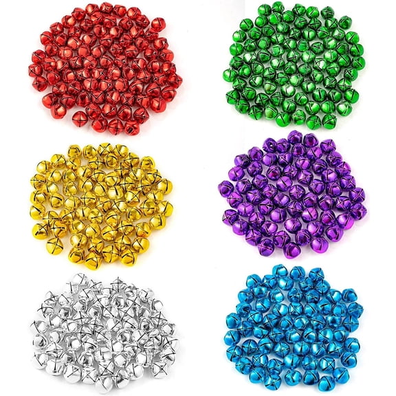 400 Pieces Small Jingle Bells for Crafts - 1/2 Inch 6 Colors Christmas Jingle Bells, Metal Craft Bells for Wreath Holiday Home and Christmas Decoration
