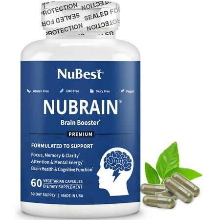 NuBrain NuBest, Support Brain Health and Brain Functions, For Men and Women, 60 Vegan Capsules