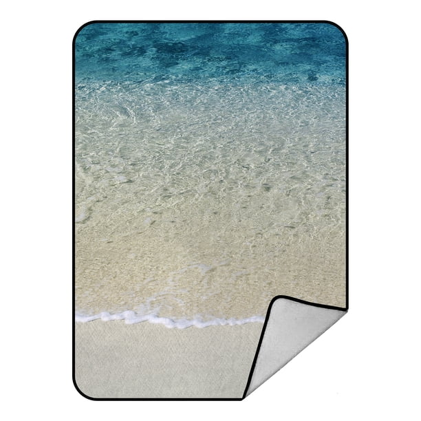 GCKG Beach Clear Sea Sand Ocean Fleece Blanket Crystal Velvet Front and Lambswool Sherpa Fleece