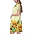 thumbnail image 2 of Balery Sunflowers On A Yellow Background Vestidos sueltos de manga corta para mujer, vestidos de verano 2025, vestidos casuales de corte A con vuelo., 2 of 6