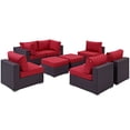 thumbnail image 3 of Modway Convene 8 Piece Outdoor Patio Sectional Set in Espresso Red, 3 of 7