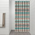 thumbnail image 3 of Small Stall Narrow Shower Curtain 36"W x 72"L – Tropical Bohemian Leaves, Mid-Century Abstract Boho Botanical Bathroom Decor, Vintage Floral Palm Leaf Pattern, Rustic Tribal Folk Style, 3 of 5