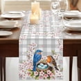 thumbnail image 3 of Table Runners 70 Inches Long Dress Scarves, Birds Floral Farmhouse Coffee/Dining/Kitchen Table Decor, Holiday Table Runner, Farmhouse Country Pink Flower Leaf Grey Plaid 13x70 Inch, 3 of 9