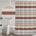 thumbnail image 4 of Beige Khaki Striped Shower Curtain Set - Small 36" x 72" Washable Bathtub Curtain with 12 Hooks, Farmhouse Stripes Modern Abstract Art Waterproof Fabric Shower Curtains for Bathroom/Bathtub Décor, 4 of 6