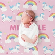 Rainbow Unicorn Name Personalized Kids Blanket