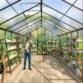 thumbnail image 3 of MUCHANT 10x16 FT Greenhouse for Outdoors, Walk-in Large Aluminum Frame Greenhouse with Quick Setup Structure and Roof Vent for Garden Backyard, Black, 3 of 7