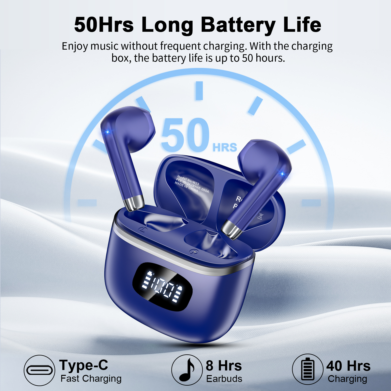 WeurGhy Wireless Earbuds Bluetooth 5.4 Noise Cancelling, Blue photo 5