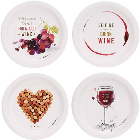 Wine Party Assorted Plates Kit, Pack of 32 (Best Color Plates For Food)