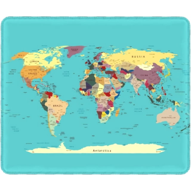 World Map Mouse Pad with Stitched Edge Mousepad Gaming Accessories Waterproof Non-Slip Rubber Base Office Mousepad for Laptop, Computer and PC, 9.8''''x7.9'''' World Map with Countries