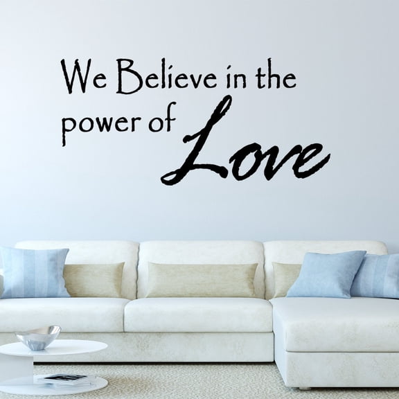 VWAQ We Believe in Power of Love Wall Decal Religious Quote Vinyl Wall Art Decal Home Decor Lettering Sayings