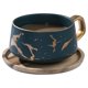 thumbnail image 1 of Tazas de capuchino con platillo, tazas de porcelana para café, té, capuchino, tazas de café con disco de madera - verde, 300 ml, 1 of 4