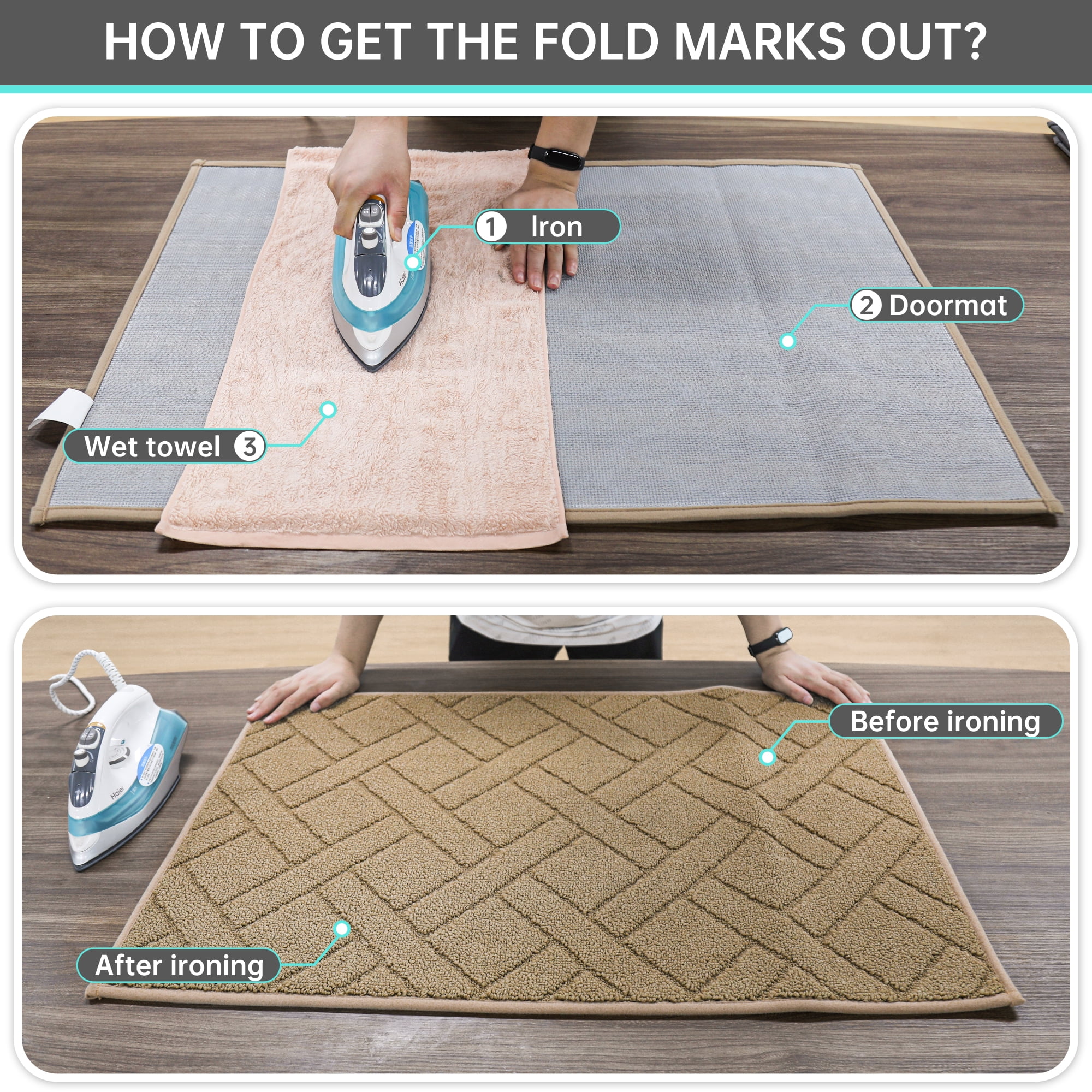 FLOORHUG Doormat Indoor 20"x32", Front Door Mat Non-Slip for Entrance, Absorbent Resist Dirt Door Rug for Inside, Low-Profile Welcome Mat, Entryway Rug Floor Mats Machine Washable, Beige