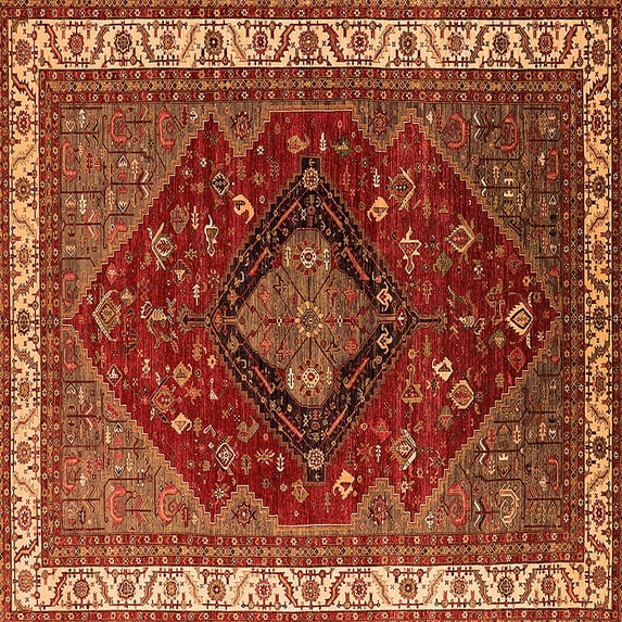 Ahgly Company Indoor Square Persian Orange Traditional Area Rugs, 3' Square